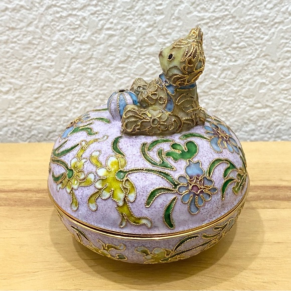 Vintage NYCO Nikki Yassaman Pink Bear Trinket Box Faberge Enameled Art Figurine - Picture 10 of 12